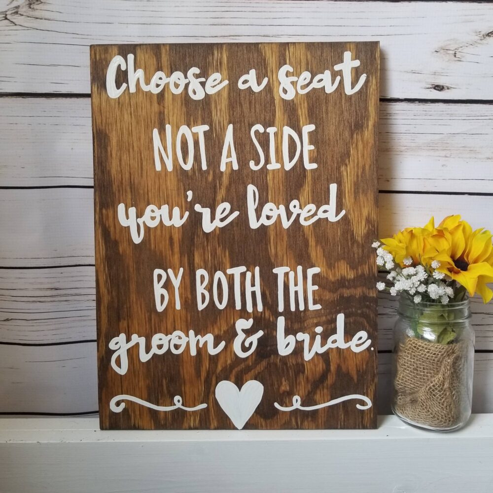 Rustic Wood Wedding Seating Sign Hand-Painted Ceremony Decor