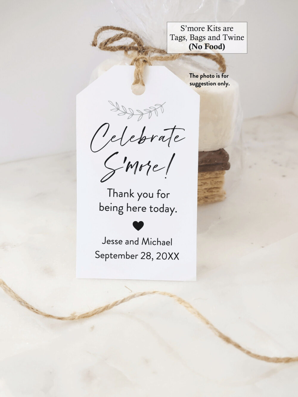 S'mores Party Favor Kits, Celebrate Smore, Rustic Wedding Tag Smore With Bags, Tags, Twine, Wedding, Kits Have No Food