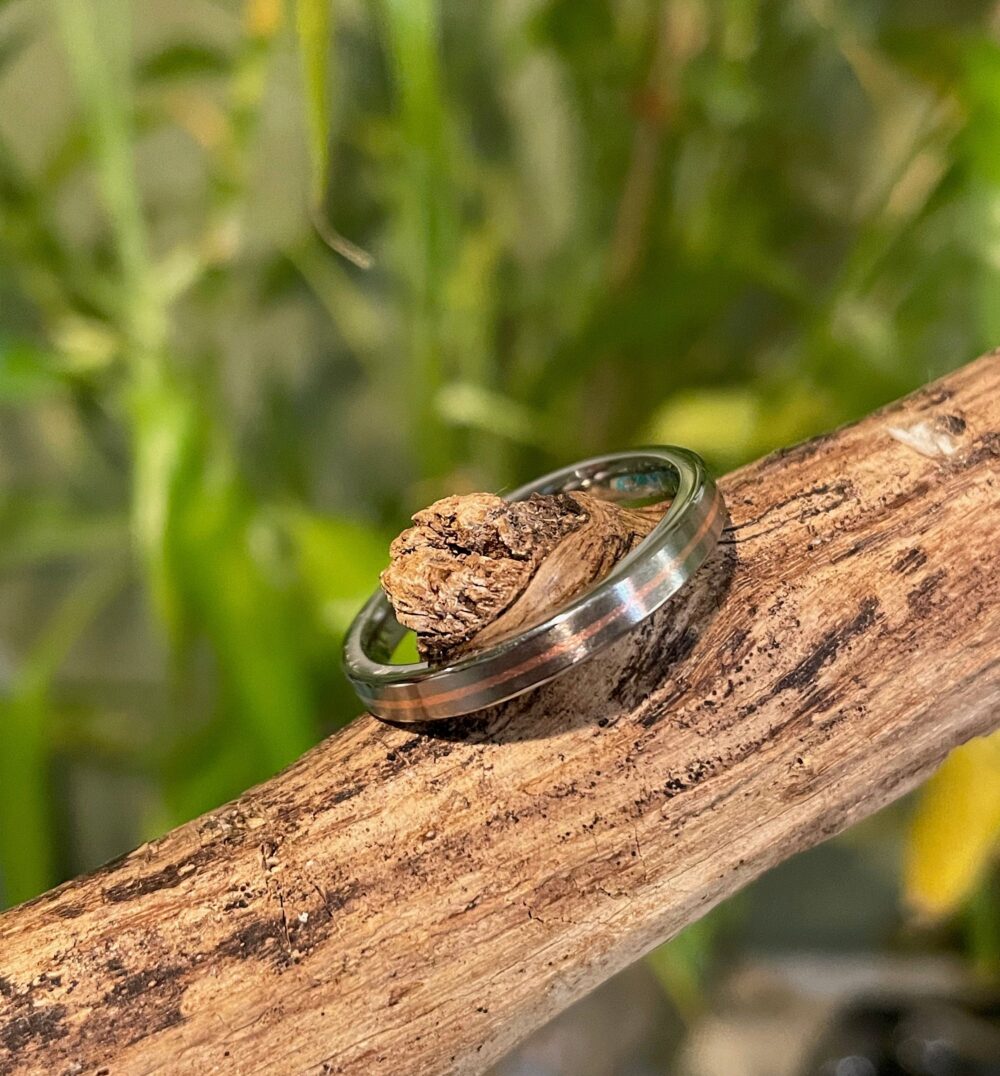 Comfort Fit Titanium Copper Ring, Wedding Band, Satin Finish