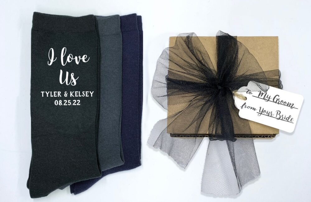 Personalized Groom Socks Wedding Day Gift From Bride