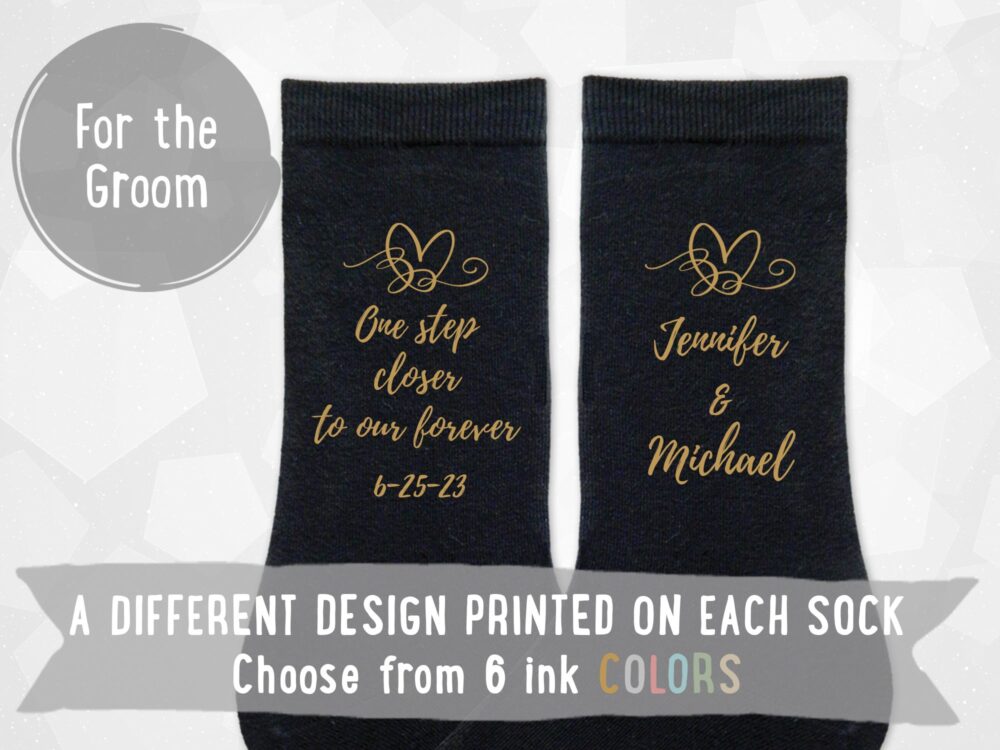 Personalized Wedding Socks Groom Gift From Bride, Custom Date & Names