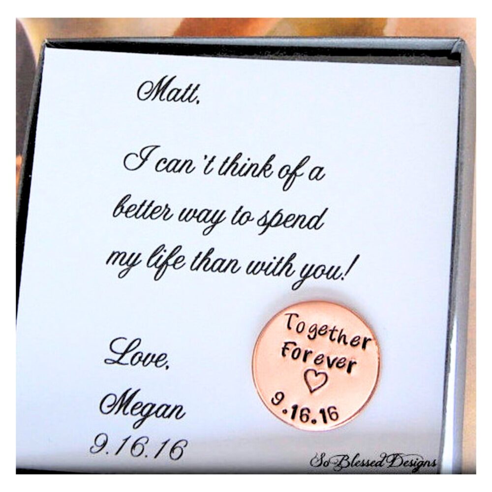 Groom Gift From Bride, Wedding Day Gift To Groom Gift, Together Forever, Personalized Coin For On Wedding Day, To My