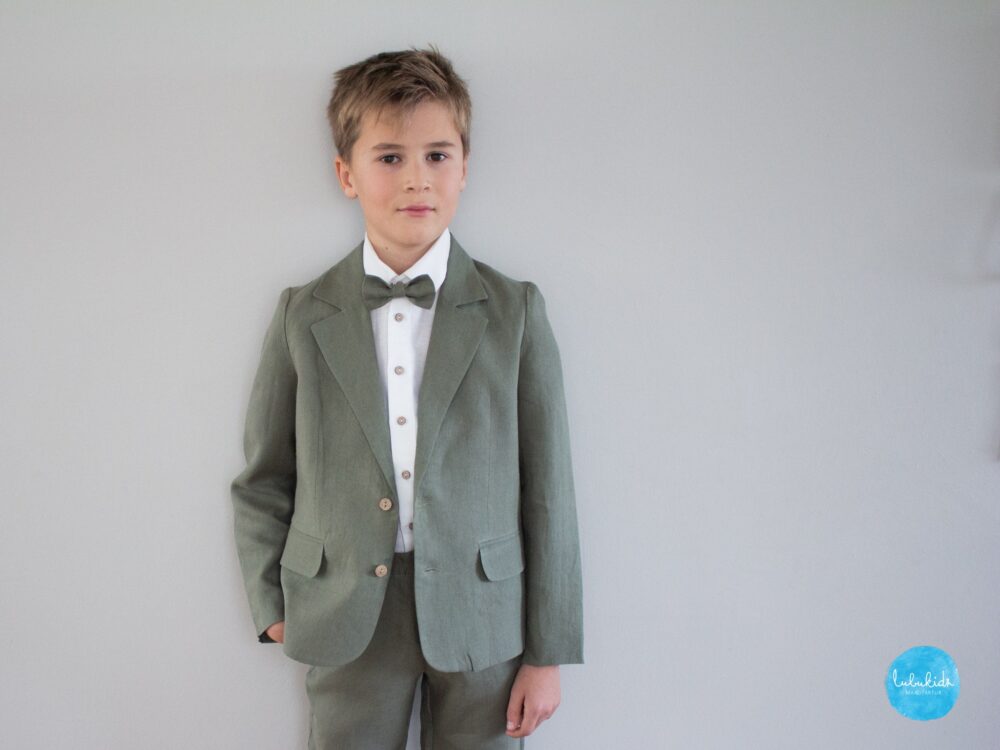 Boy Smoke Green Blazer, Boys Wedding Jacket - Outfit, Ring Bearer Suit, Ceremony Page Outfit