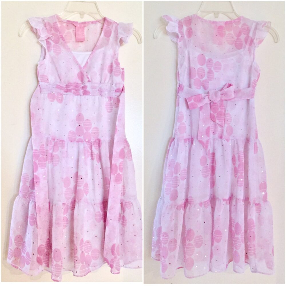 Pink Flower Girl Dress Mesh Sequin Bubble Pattern Ruffle Formal Evening Easter 1920 Flapper Costume Gown Tea Party Wedding Birthday Occasion