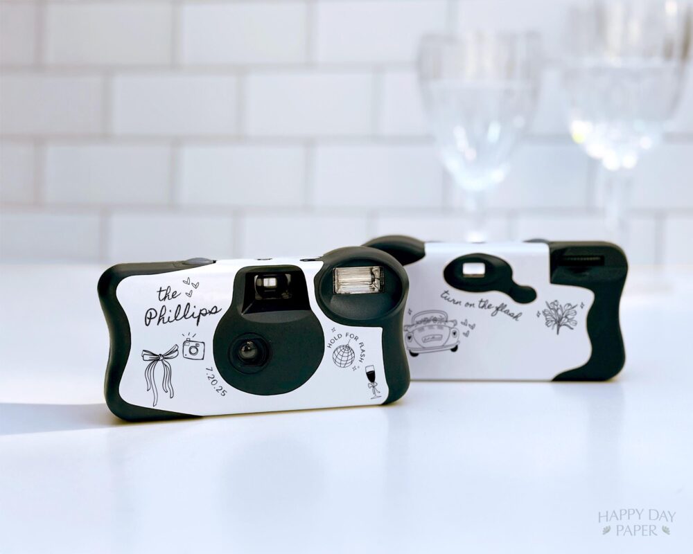 Wedding Wrap For Disposable Camera Party Label Only Printed On Glossy Vinyl Sticker