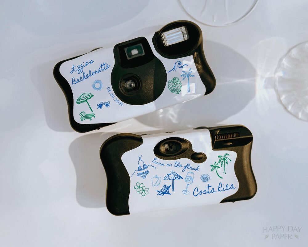 Tropical Wrap For Disposable Camera Wedding Party Beach Theme Label Only Printed Glossy