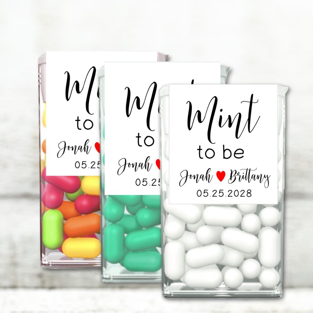 Mint To Be Wedding Favor Stickers - 12 Personalized Favor Labels, Tic Tac Box Stickers For Mint Favors, Wedding Or Bridal Shower Gifts