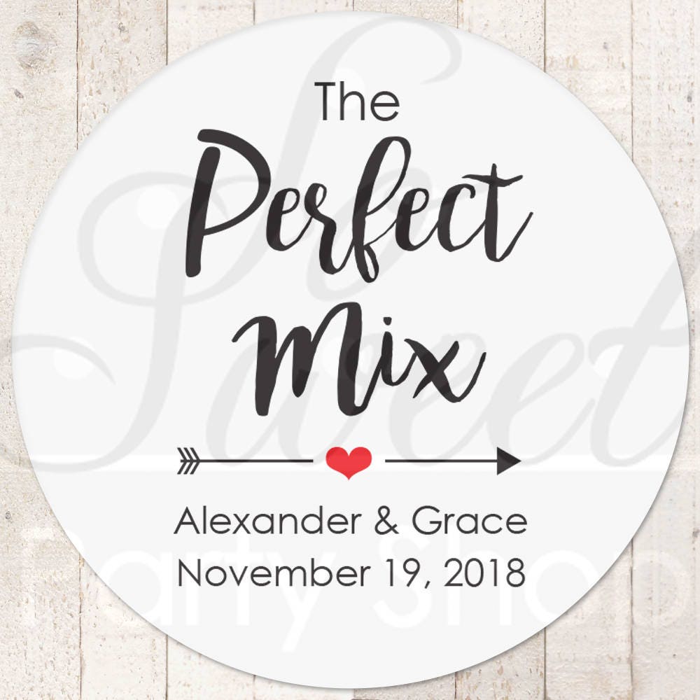 The Perfect Mix Sticker, Wedding Favor Stickers, Treat Bag Sweet & Salty, Favorite Snack Stickers - Set Of 24