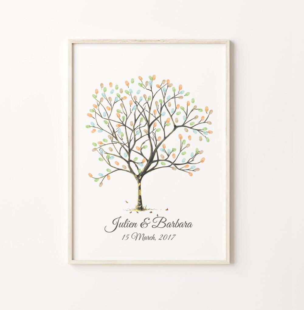Thumbprint Tree Guest Book, Printable Guest Book, Wedding Fingerprint Tree, Customizable Birthday
