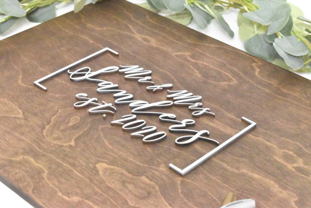 Wooden 3D Guest Book Sign - Wedding Alternative Rustic Book Unique Wood Guestbook Mr & Mrs