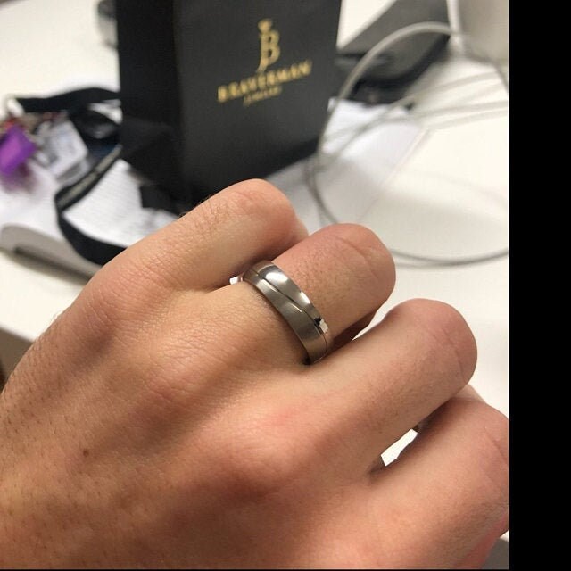 Braverman Curved Wedding Ring Band Titanium Half Polished Brushed 6mm "The Wave"
