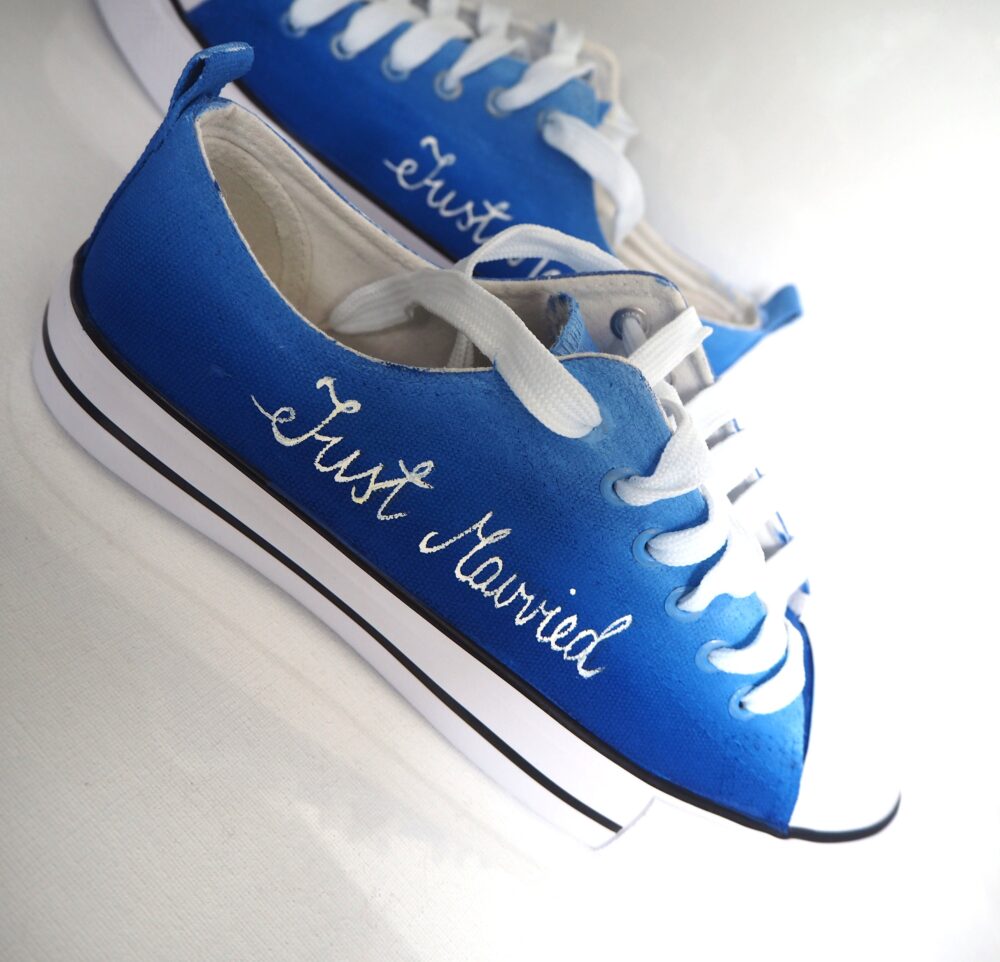 Custom "Just Married' Hand-Painted Bridal Canvas Shoes