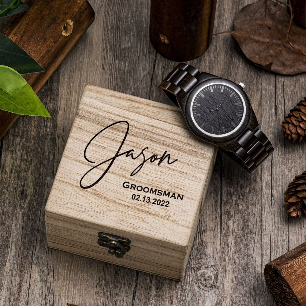 Custom Groomsmen Gift, Wood Watch, Engraved Wooden Watches, Best Man Proposal, Groom Gift From Bride On Wedding Day, Watch
