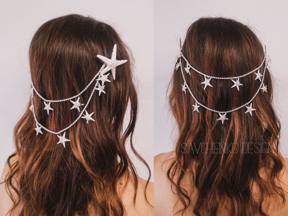 starfish Headband Chain Beach Wedding Hair Jewelry