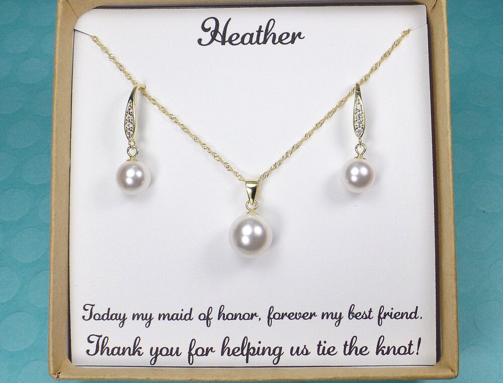 Personalized Bridesmaid Gift, Pearl Earrings, Bridesmaids Proposal Gifts, Pearl Necklace, Bridal Jewelry Bridesmaid Bracelet Bridal Party Gifts