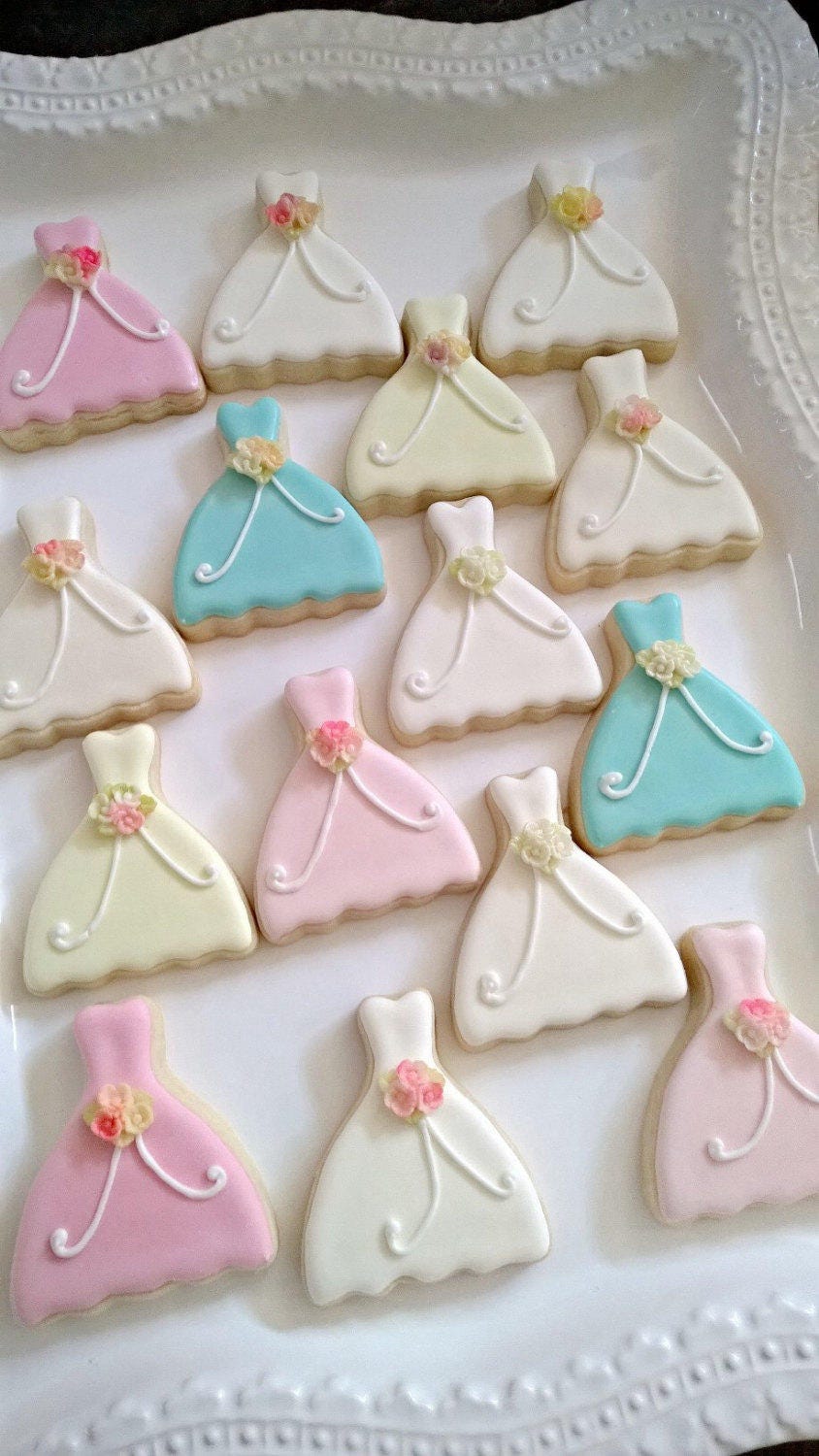Petite Wedding Dress Cookies Bridal Shower Favors, 1 Dozen