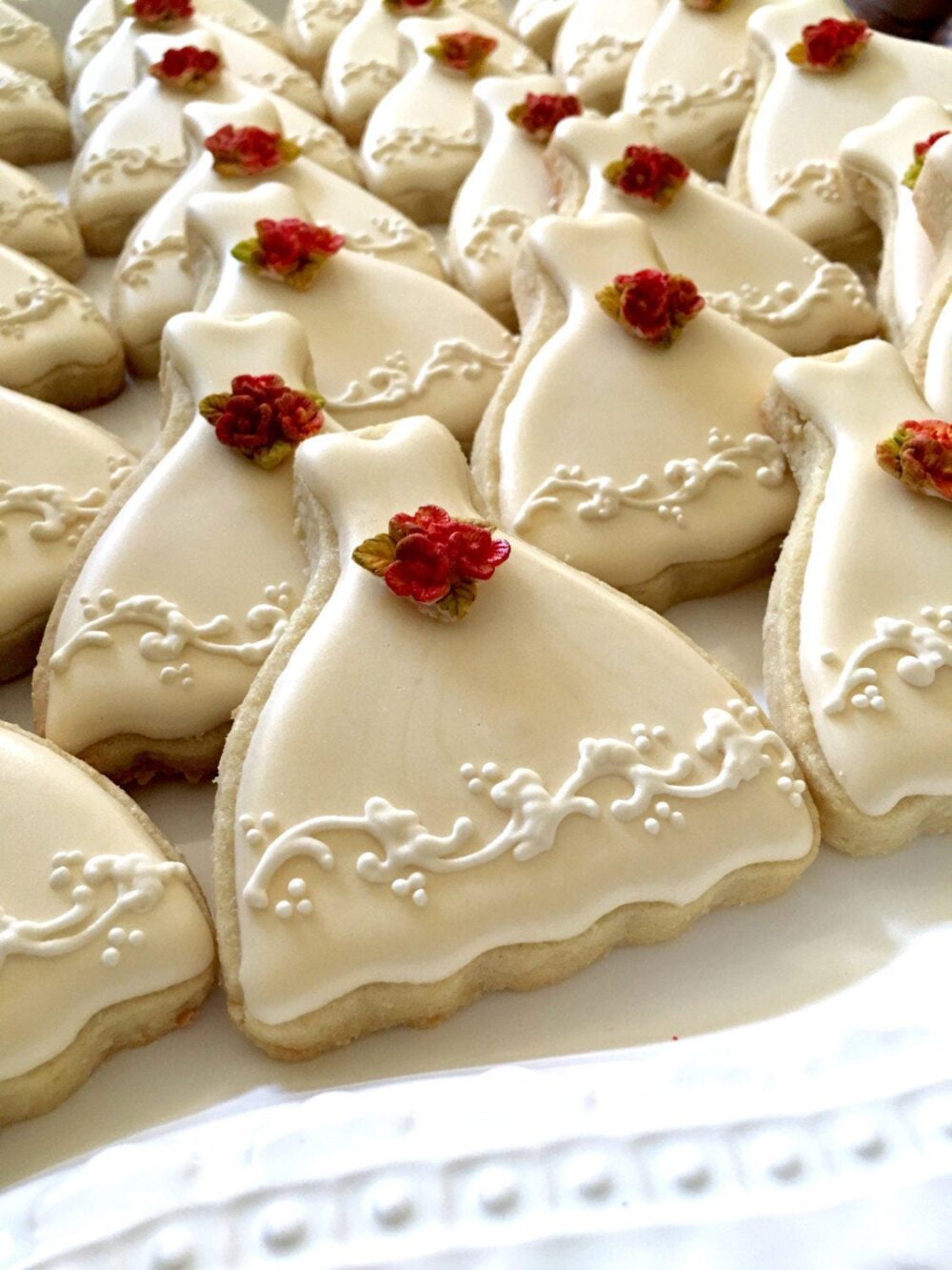 Petite Wedding Dress Cookies Bridal Shower Favors, Royal Icing, 12 Piece