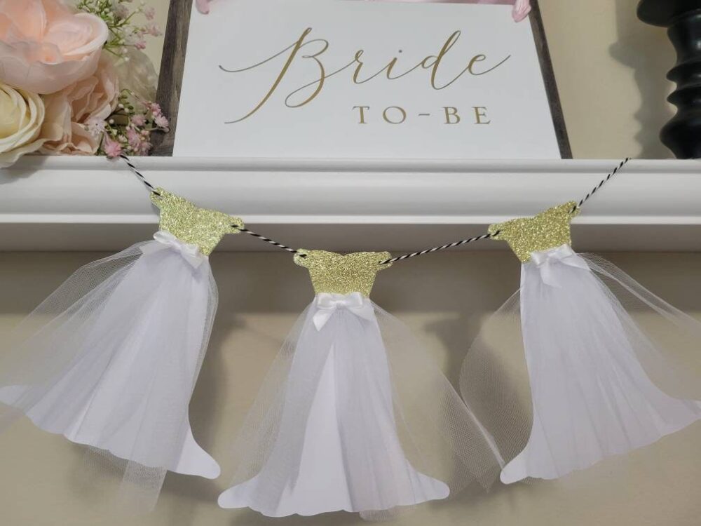 Wedding Dress Banner-Bridal Gown Garland-Dress Shower Banner-Wedding Banner-Wedding Banner-Gown