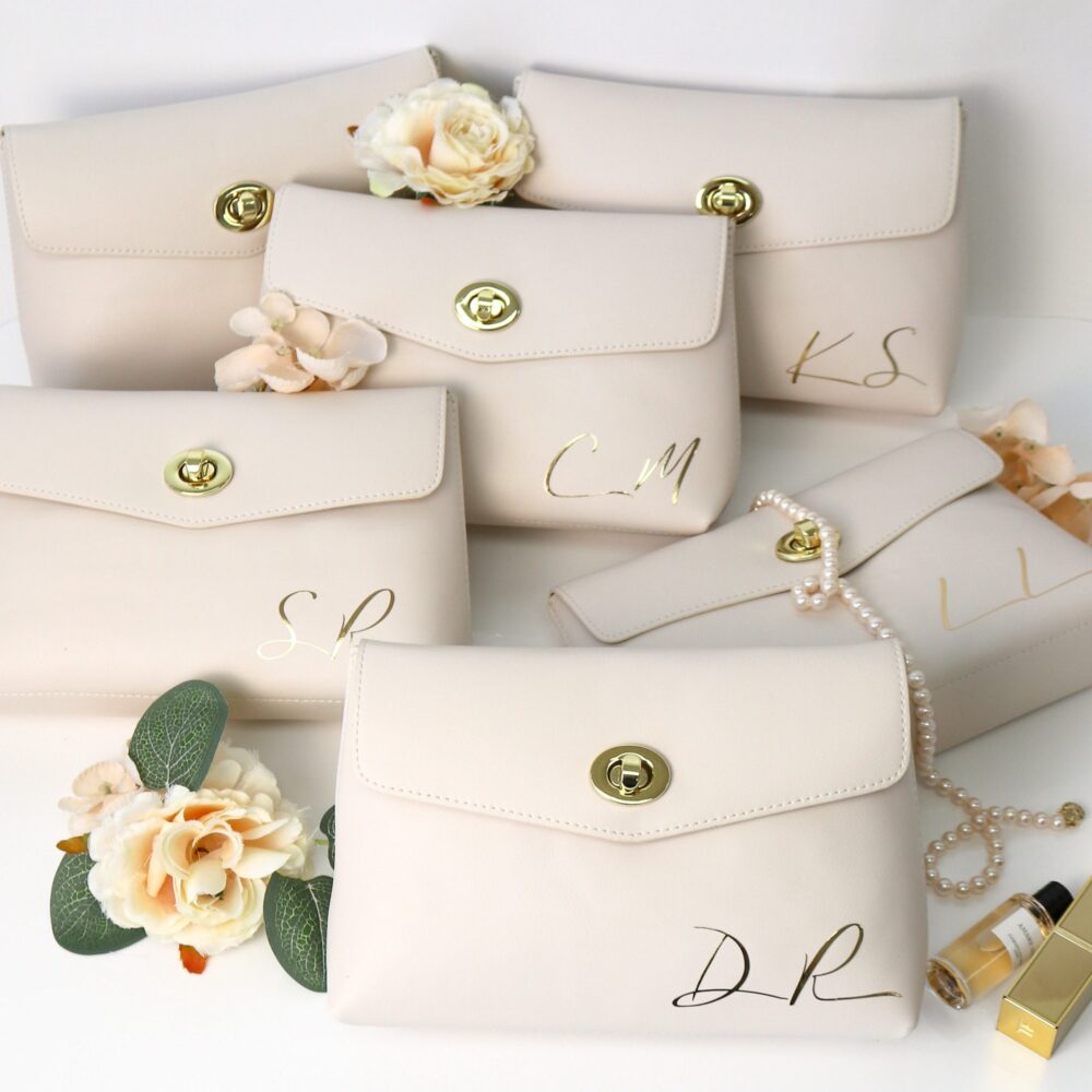 Custom Vegan Leather Cosmetic Bag Handy Travel Waterproof Makeup Bag, Leather Wallets, Small Compact Pouch, Bridesmaid Gift