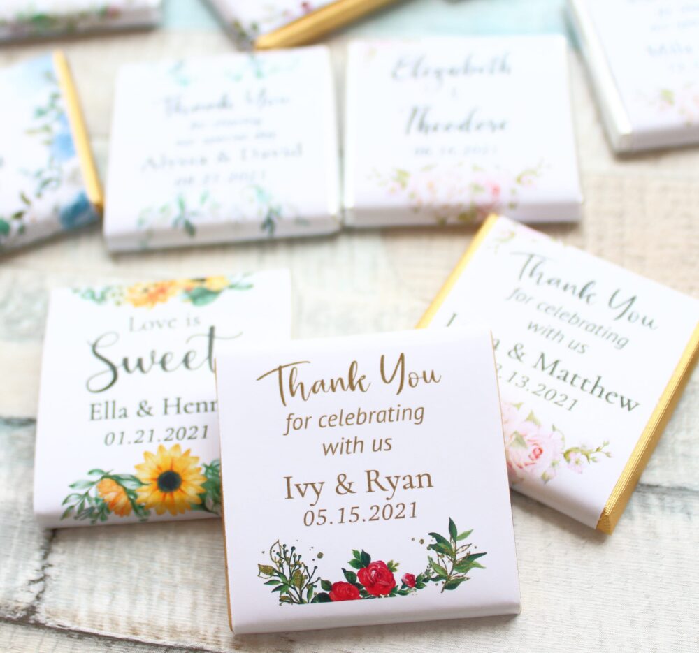 Wedding Chocolate Favors For Guests, Mini Chocolate, Personalized Cheap Favors, Engagement