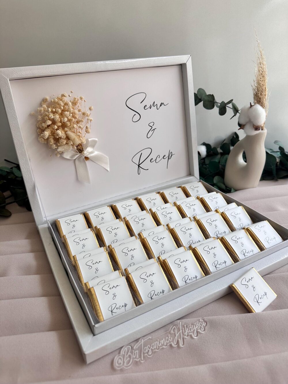 Personalized Wedding Chocolate Favors Elegant Named Box