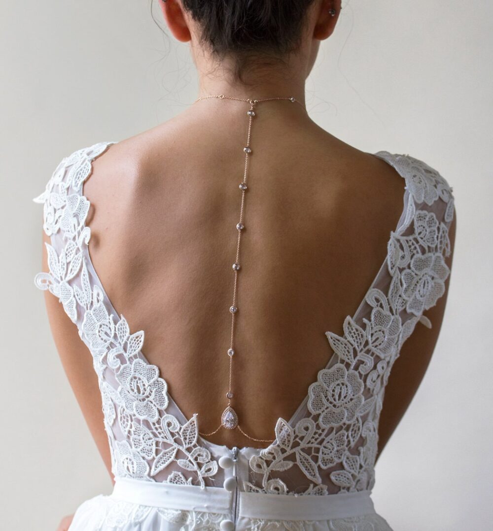 Wedding Necklace Backdrop Jewelry, Dress, Back Necklace, Prom Bridal Gift For Bride