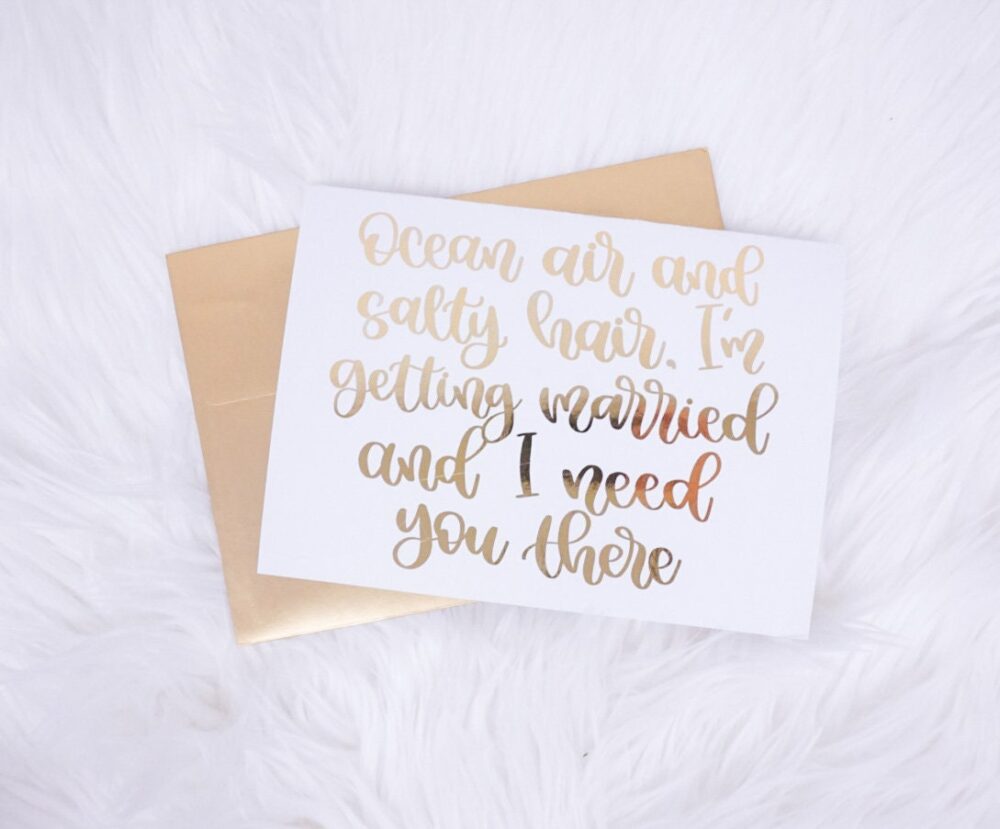 Beach Wedding Bridesmaid Proposal Card - Ocean Air, Salty Hair