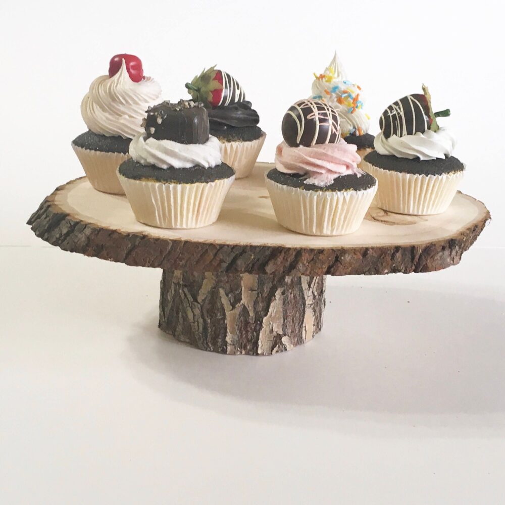 Rustic Wood Slice Cake Stand, Wedding Cupcake Display