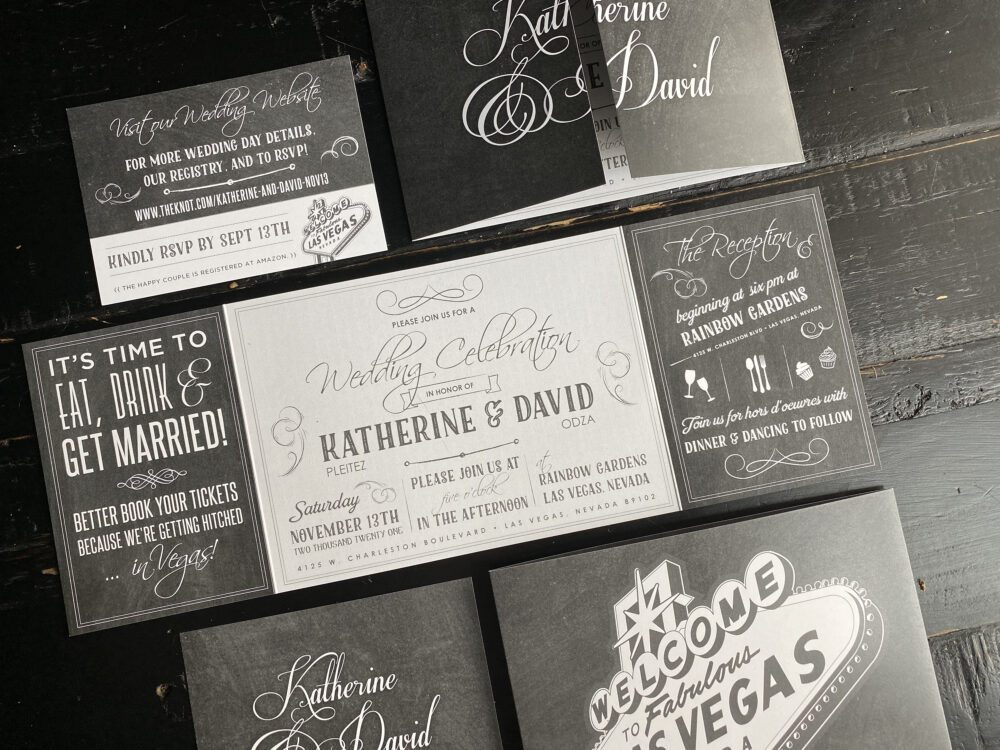 Las Vegas Wedding Invitation Chalkboard Custom Fold Suite