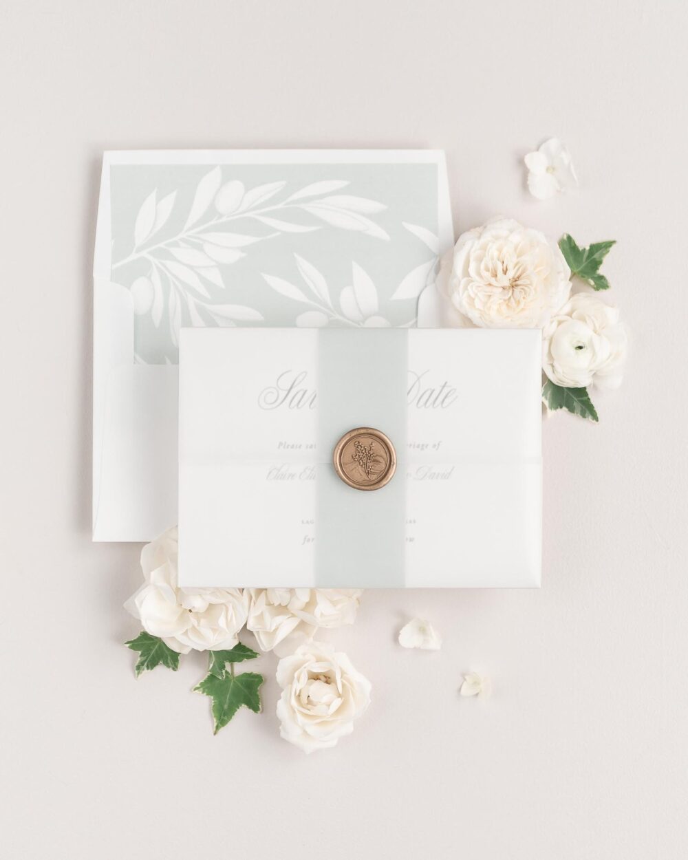 Garden Elegance Save The Date Romantic Script Wedding Cards