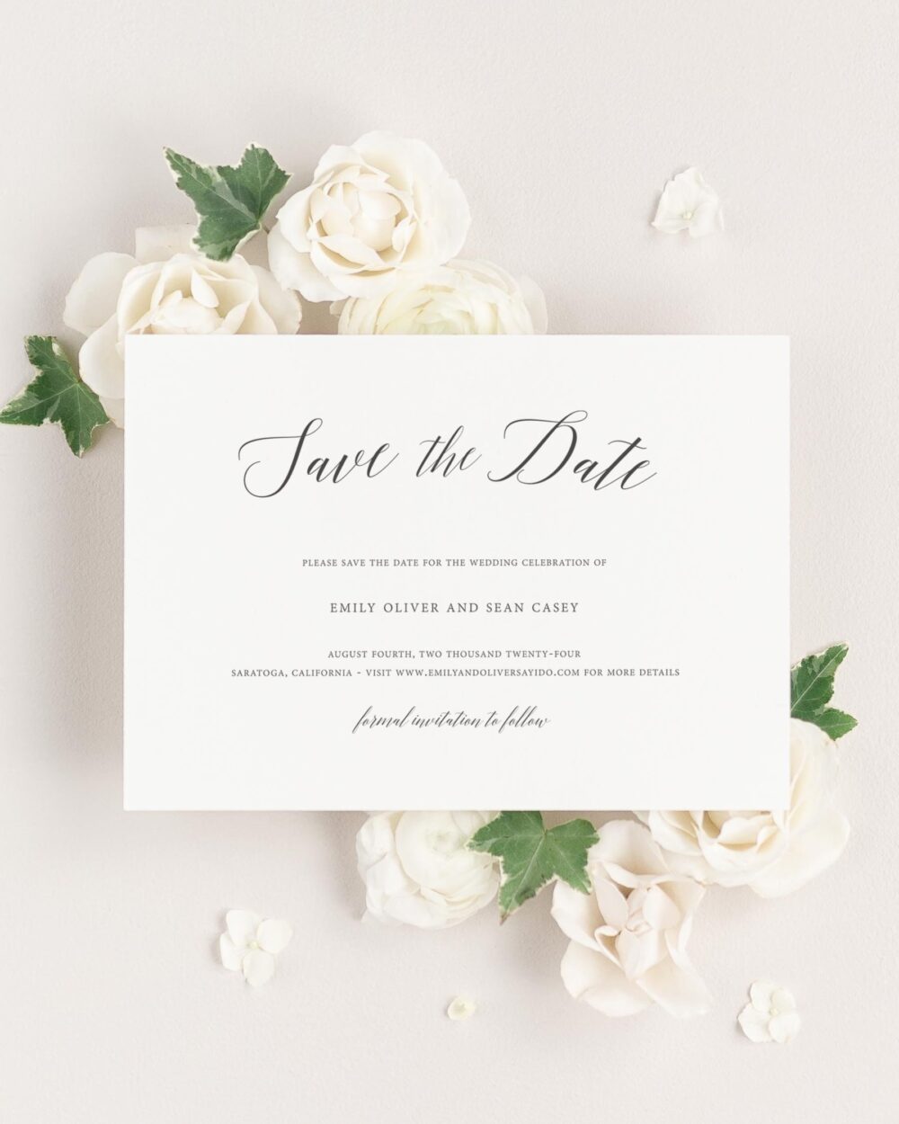 Elegant Script Wedding Save The Date Cards Garden Romance