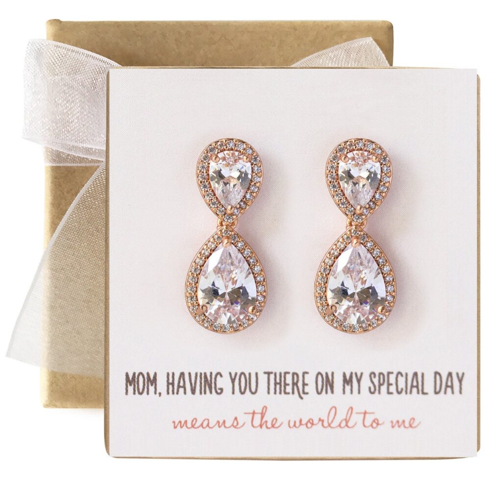 Wedding Gift, Mother Of Bride Groom Dangle Earrings, Crystal Jewelry