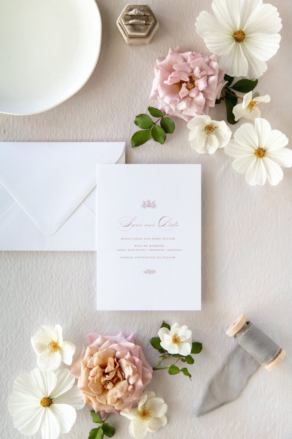 Romantic Simple Save The Date. Classic Gray Wedding Save Date. Elegant Vintage Printed Calligraphy