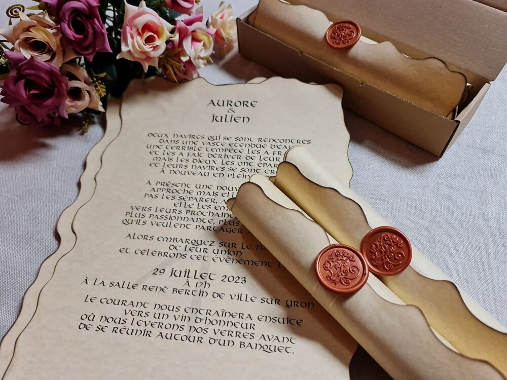 Vintage Wedding Scroll Invitation Handmade With Wax Seal Stamp, 10-20 Pieces