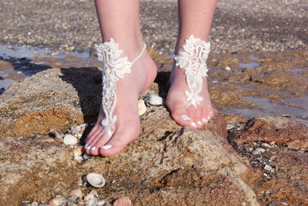 Lace Barefoot Sandals Beach Wedding Bridal Foot Jewelry