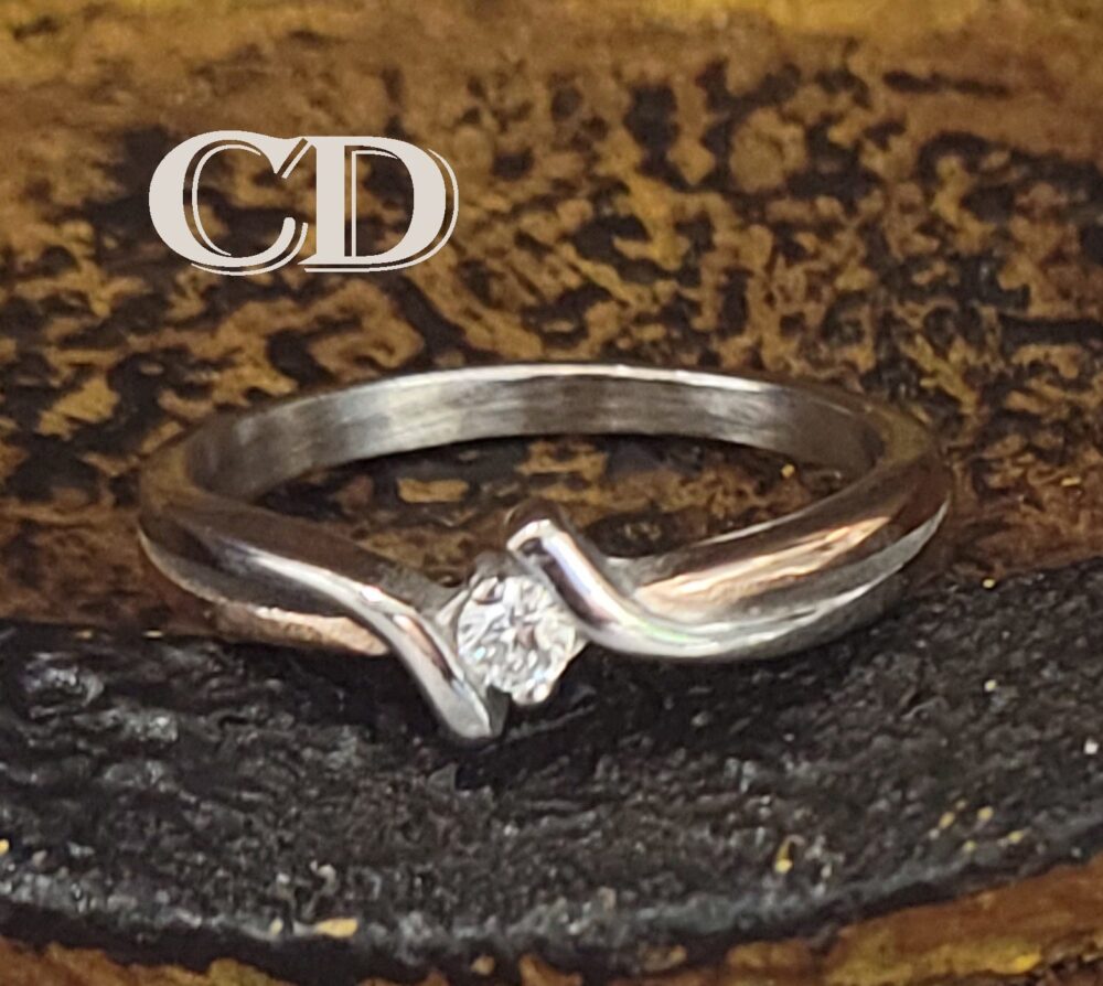 Rose Gold Twist Promise Ring Aaa Crystal Solitaire