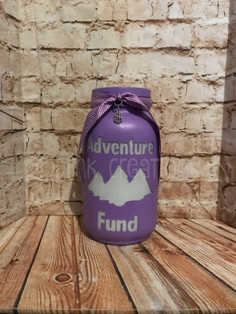 Adventure Fund Painted Mason Jar Bank, Adventure, Mountains, Bank, Piggy Painted Mason Jar, Gift, Jar Fund Bank