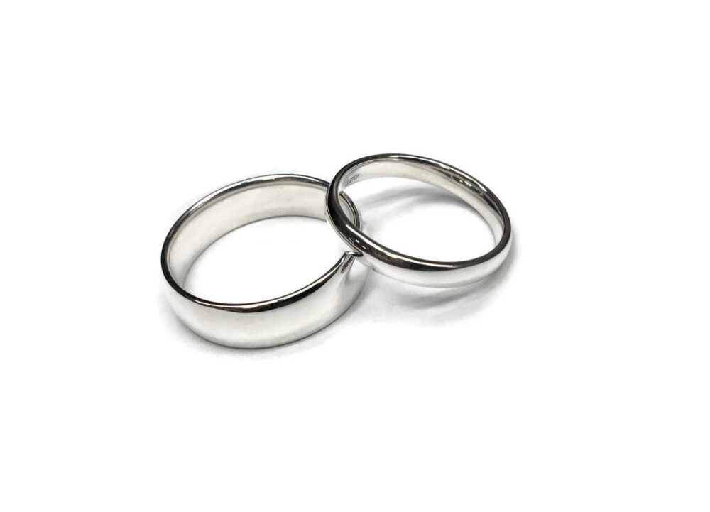 Classic Silver Wedding Bands ~ Comfort Fit Smooth Rounded Simple Minimalistic Ring Traditional Band 2mm 3mm 4mm 5mm 6mm 7mm 8mm