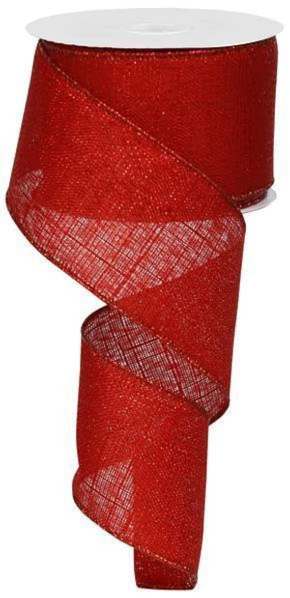 Red Wired Metallic Royal Burlap Ribbon 2.5" X 10 Yard Roll Rg0101324