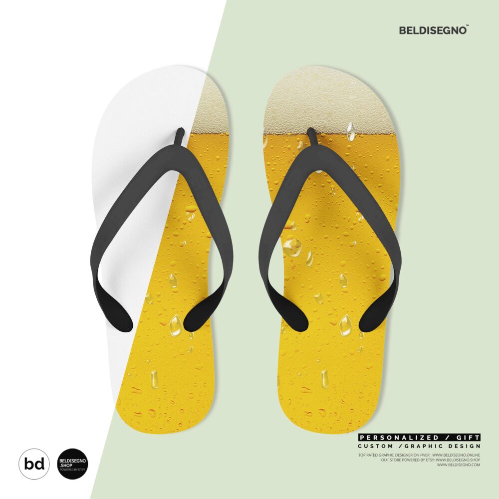 Personalized Unisex Flip Flops Customize With Your Photo Logo Graphic Custom Text Quote - Custom Beach Self Gift