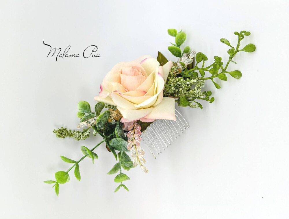 Bridal Hair Comb, Custom Wedding Headpiece, Blush Silk Rose, Headpiece, Beach Wedding, Fascinator, Tiara, Headband, Flower Crown