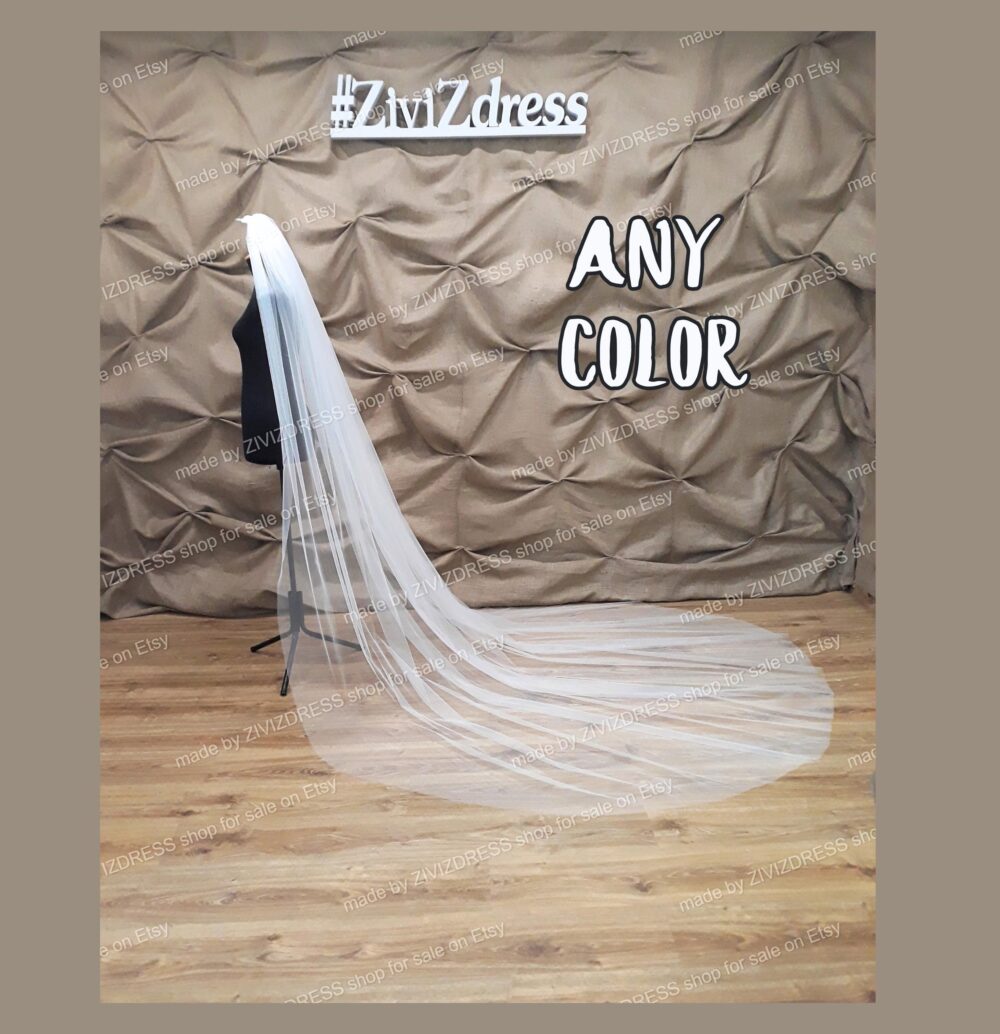 Cathedral Wedding Veil Soft Bridal Tulle, Any Color