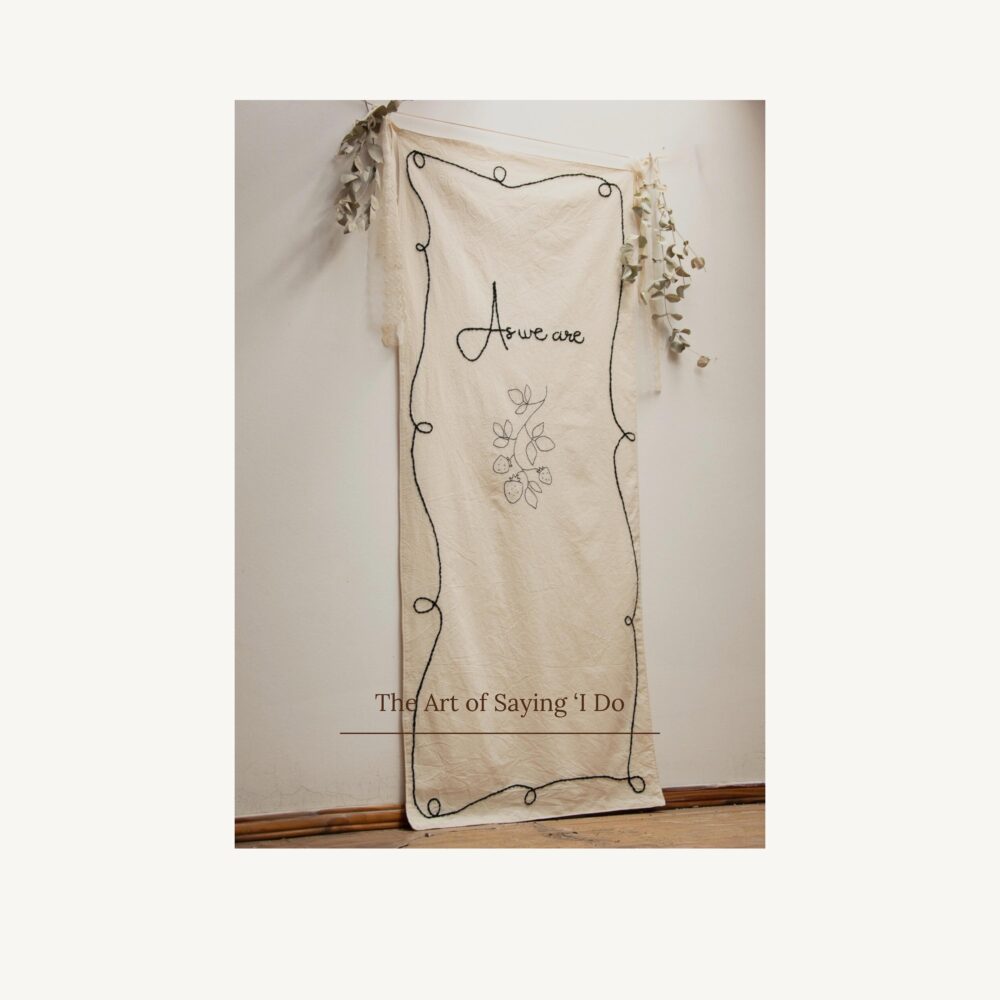 Hand-Embroidered Wedding Banner Custom Cotton Decor