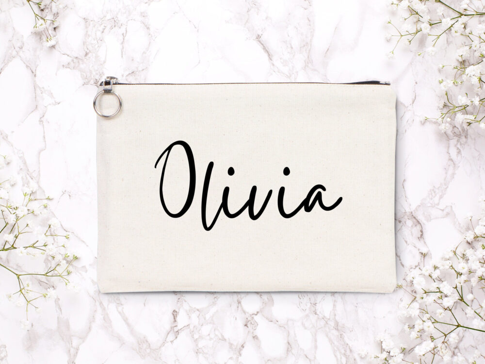 Personalized Bridal Clutch - Custom Name Cotton Pouch For Weddings & Bridesmaids