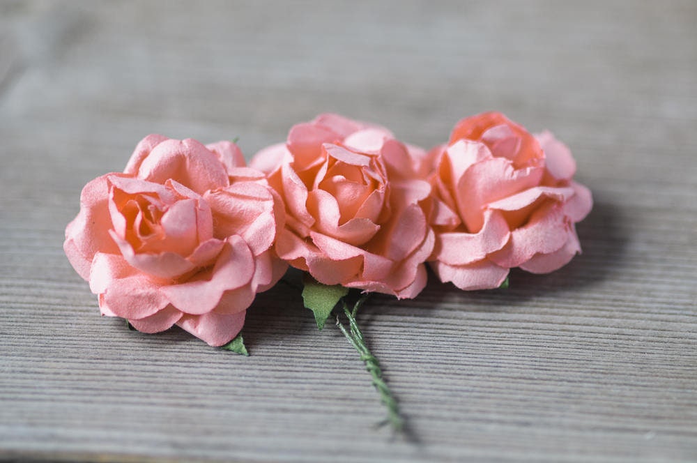 Small Pink Roses Paper Flowers Diy Craft Head Crown Decorative Fake Costume Wreath