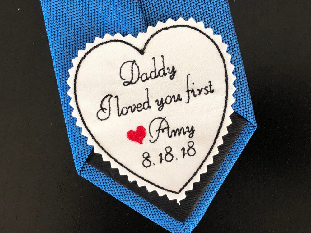 Wedding Tie Patch Father Of Bride, Personalized Heart Patch, Suit I Loved You First, Custom Embroidered Iron-On Option, Tpb