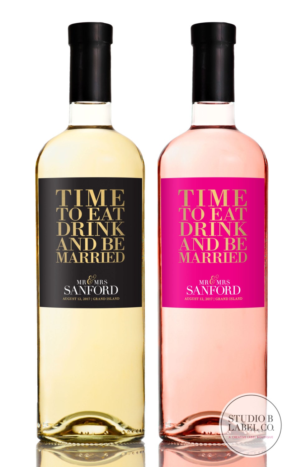 Wine Label Wedding Favors - Eat Drink & Be Married Engagement Favor Bridal Shower Bulk