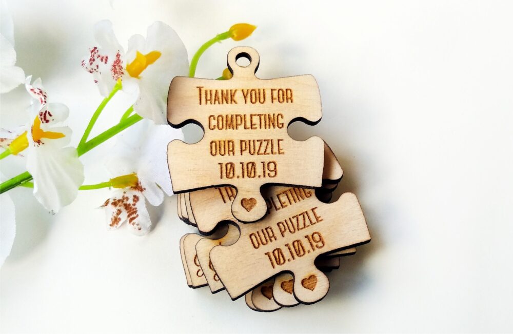 Wedding Favor, Tags, Favor Wood Rustic, Wooden Puzzle, Puzzle Tag, Favours