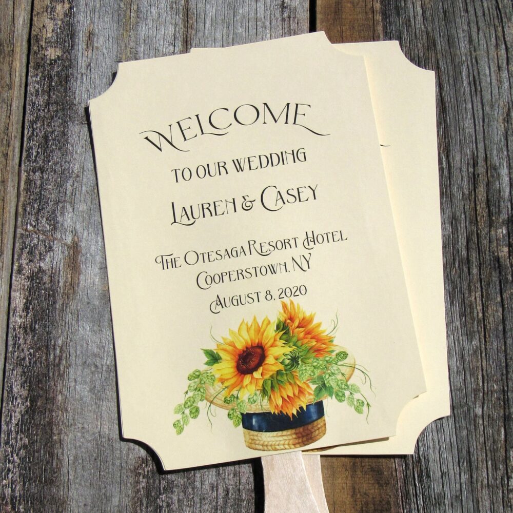 Personalized Sunflower Wedding Favor Fans Keepsake Decor