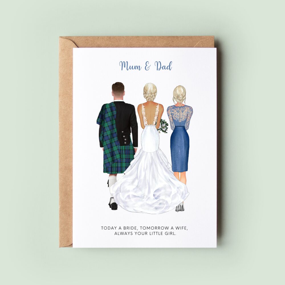 Personalised Wedding Card, Mum & Dad, Mother Of The Bride, Thank You Dad in Laws Father Bride